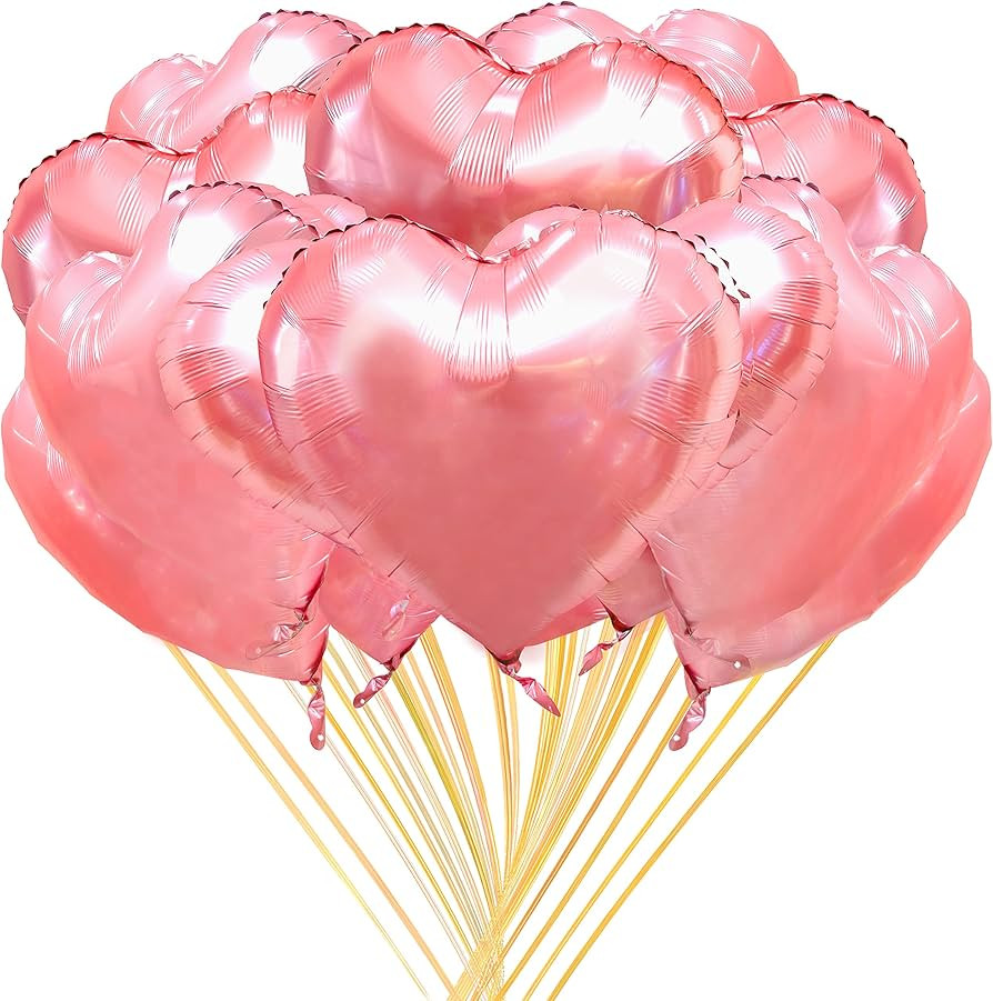 JONHAMWELBOR 20Pack Pink Heart Balloons Foil Helium 18inch Light Pink Heart Shaped Mylar Balloon... | Amazon (US)