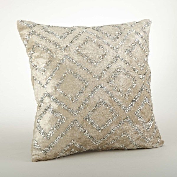 Velvet/Sequined Design 20-inch Throw Pillow | Bed Bath & Beyond