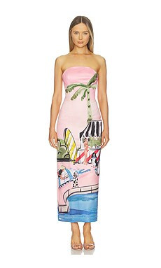 LEO LIN Ava Bustier Maxi Dress in Riviera Print from Revolve.com | Revolve Clothing (Global)