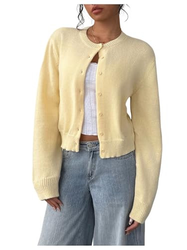 SOLY HUX Women's Button Down Cropped Lightweight Cardigan Sweater Cute Fall Fashion 2025 | Amazon (US)