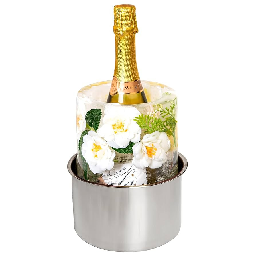 Ice Bucket Mold,Ice Mold Wine Bottle Chiller,Cocktail/Champagne Bucket Ice Mold, Flower/Fruits/An... | Amazon (US)