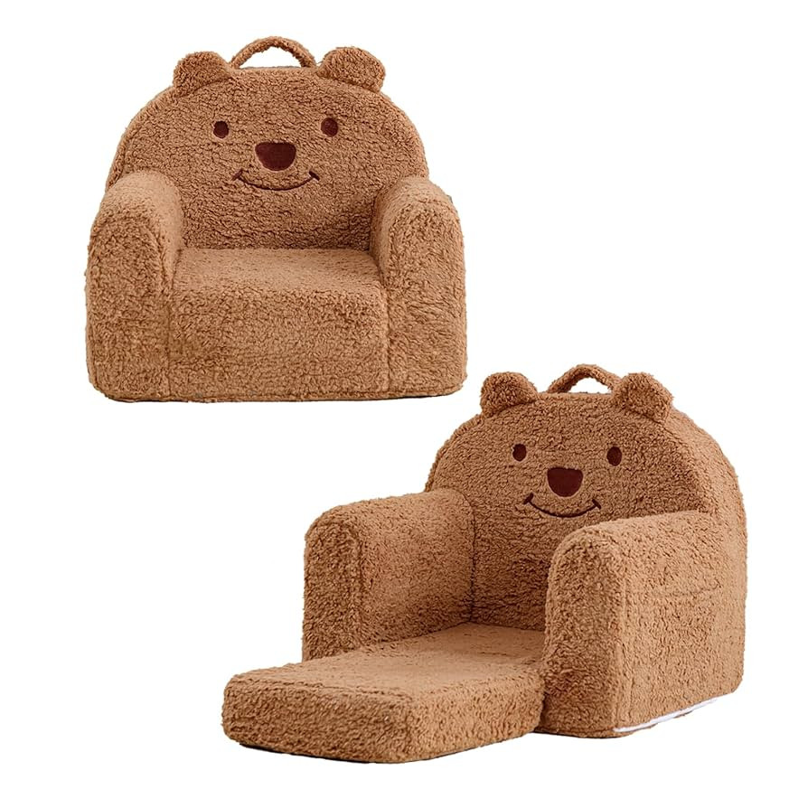 Toddler Chair,Sherpa Bear Toddler Couch Fold Out,Children Reading Chair,Flip Out Kids Couch,Kids ... | Amazon (US)