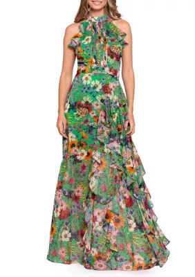 Women's Sleeveless Floral Halter Neck Gown | Belk