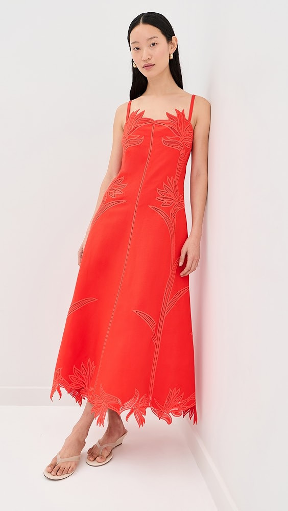 Ellery Embroidered Bustier Midi Dress | Shopbop
