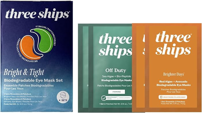 Three Ships - Bright & Tight Biodegradable Eye Mask Set | 4 Sets to Help Depuff and Firm Under Ey... | Amazon (US)