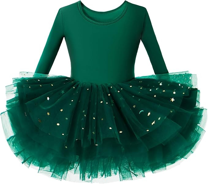 Toddler Girls Ballet Tutu Dresses Long Sleeve Sequin Tulle Ballerina Outfits Dance Leotards | Amazon (US)