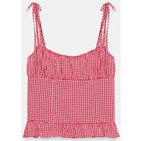 Zara - Gingham Ruched Top - Red / White - Xs - Woman | Zara US