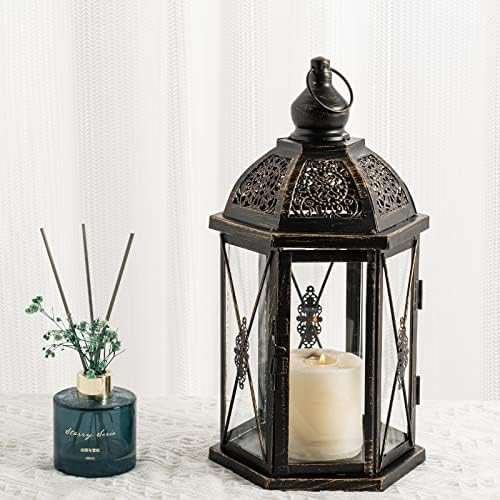 DECORKEY Candle Lantern Decorative, 15.2 inch Large Size Hexagon Hanging, Vintage Metal Candle Holde | Amazon (US)