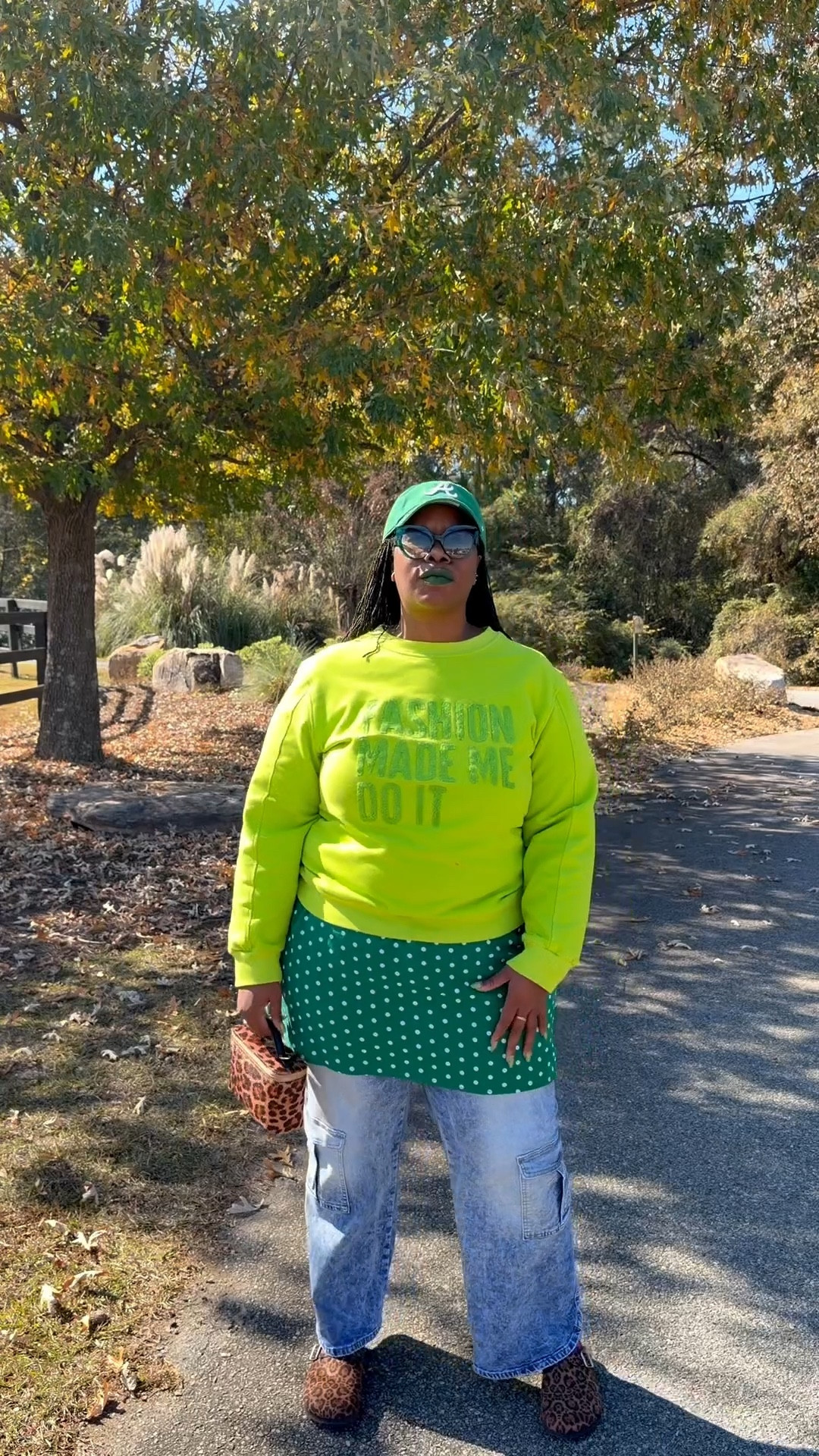 Experimenting with actually styling my outfits lately, not just throwing them on. Added a polka-dot pop of green and I’m kinda obsessed with how it turned out.

#OutfitDeets 📝

🔰 Sweatshirt: @houseofrehab “Fashion Made Me Do It”
🔰 Polka-Dot Dress: @buttonsandthreadsthrift
🔰Jeans: @goodwillintl 
🔰 Mules: @target Women's Betsy Clog Mule Flats with Memory Foam Insole Universal Thread Light Brown Slip-On - Leopard Spot Pattern
🔰 Purse: @targetstyle Vanity Crossbody Bag - A New Day - Leopard

#OOTD #StyleDiary #OutfitInspo #StyledByMe #FashionVibes #DailyStyle #StyleJourney #LookOfTheDay #FashionInspo
