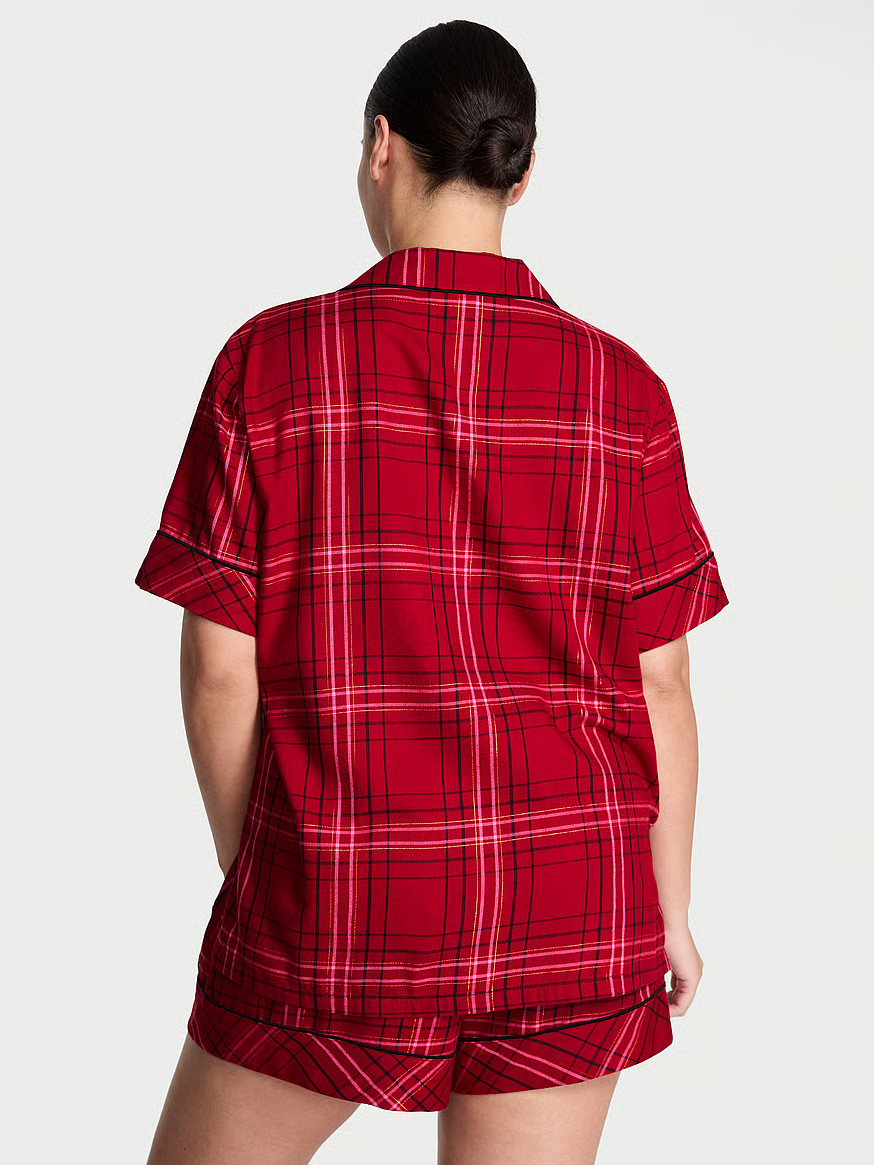 Buy Flannel Short Pajama Set, Red Lacquer/Rose Garden Yd Plaid - Order Pajamas Sets online - Vict... | Victoria's Secret (US / CA )