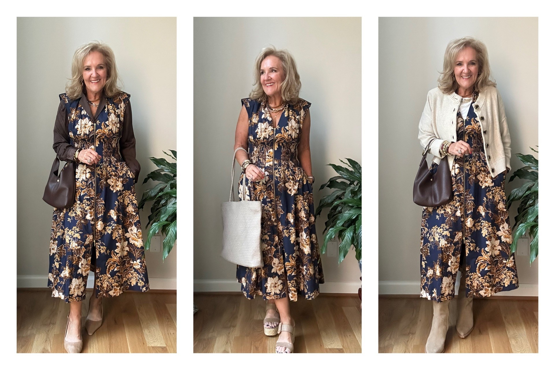 New Anthropologie dress. Wear now wear later! The Tommie dress size medium. Wide smocked waist band. Wear on its on or layered in to fall. 
Quince blouse size medium
Quince sweater size medium 
Chicos white tee elbow length sleeve size 1.0
Dolce vita neutral tall boots I size up a 1/2 size Nordstrom anniversary sale must have! 

#LTKStyleTip #LTKSeasonal #LTKOver40