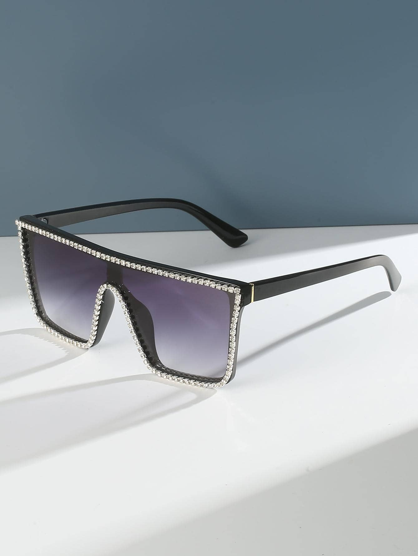 1pair Retro Steampunk Plastic Oversized Rectangle Top Shape Rhinestone Decorated Party & Beach Va... | SHEIN