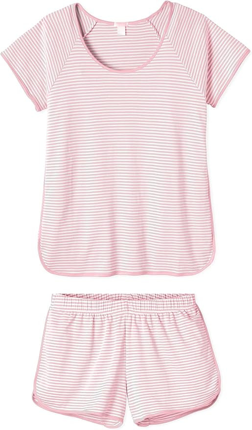 Hilinker Women Striped Pajama Set Short Sleeve Top with Shorts Sleepwear Pjs 2 Piece Lounge Sets | Amazon (US)