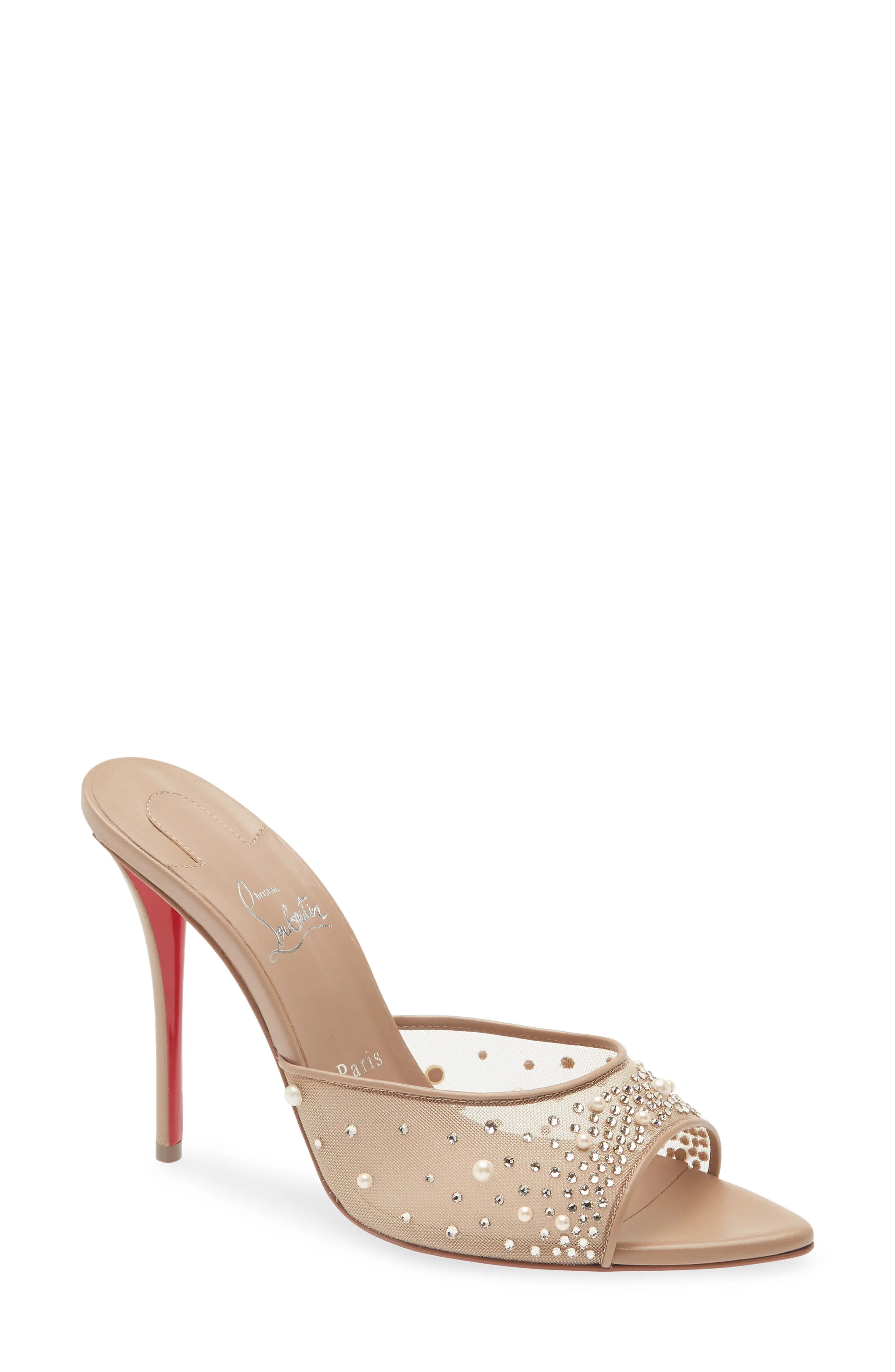 Christian Louboutin Miss Z Crystal Embellished Mesh Pointed Toe Sandal (Women) | Nordstrom | Nordstrom