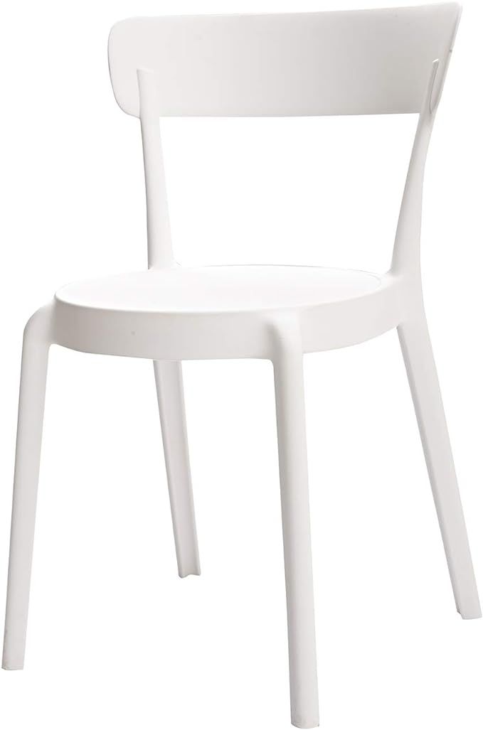 Amazon Basics White, Armless Bistro Dining Chair-Set of 2, Premium Plastic | Amazon (US)