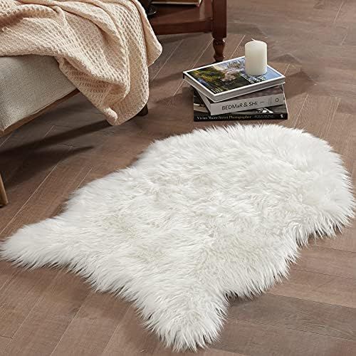 Bedsure Sheepskin Rug Faux Fur Rug - Fluffy Small White Shag Fur Rug for Photography, Fuzzy Furry... | Amazon (US)