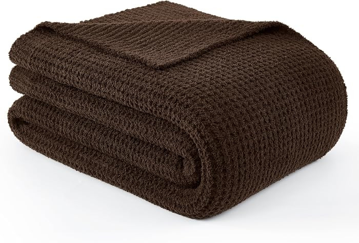 WDCOZY Brown Waffle Throw Blanket for Couch Bed, Reversible Super Soft Plush Knitted Blanket, Lig... | Amazon (US)