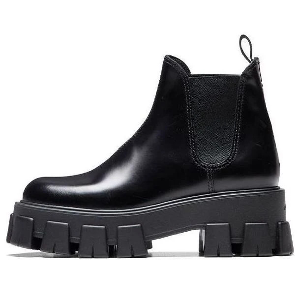 (WMNS) PRADA Monolith Brushed Leather Chelsea Boots 'Black' 1T725L_B4L_F0002_F_A055 | KICKS CREW