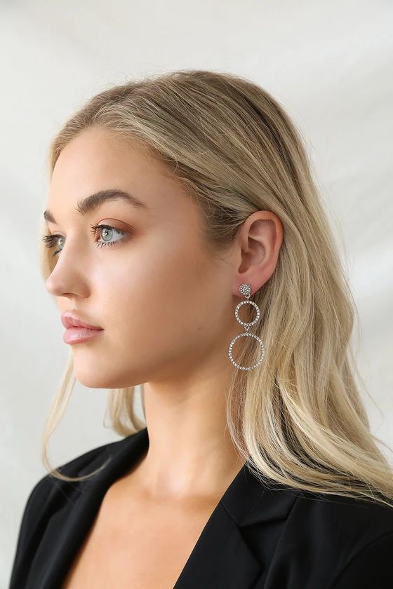 Glam Girl Silver Rhinestone Circle Earrings | Lulus (US)