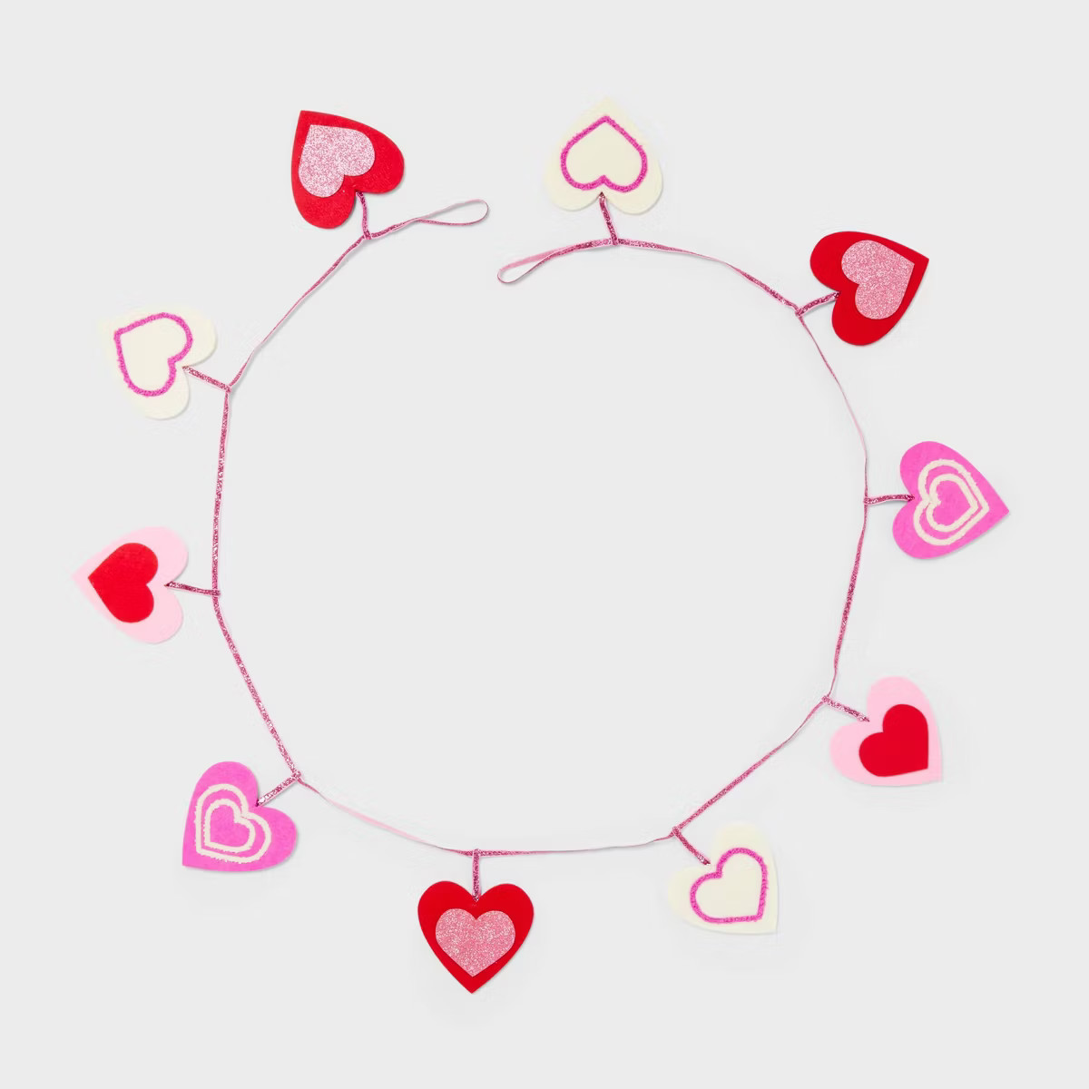 72" Valentine's Day Felt Heart Garland Pink/Red - Spritz™ | Target