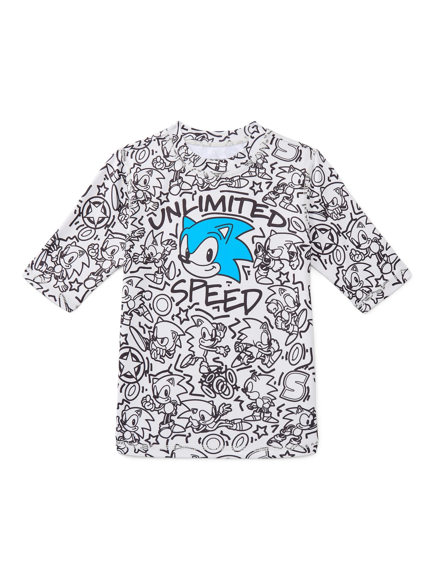 Sonic the Hedgehog Boys Short Sleeve Rashguard with UPF 50, Sizes 4-12 | Walmart (US)