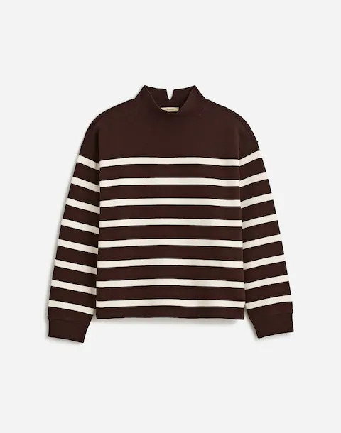 Midweight Mockneck Sweatshirt in Stripe | Madewell | Madewell