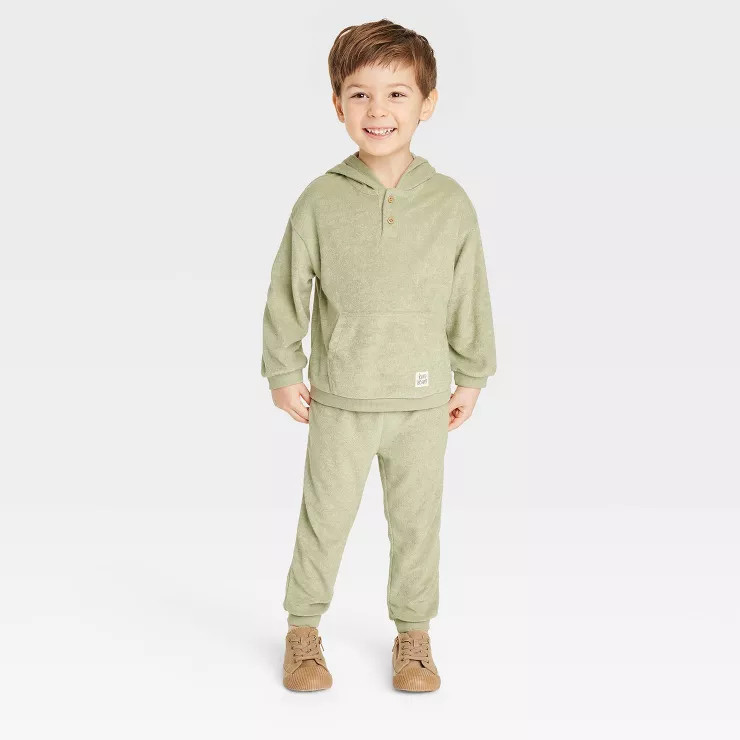 Grayson Collective Toddler Tower Terry Hoodie & Jogger Set - Sage Green | Target