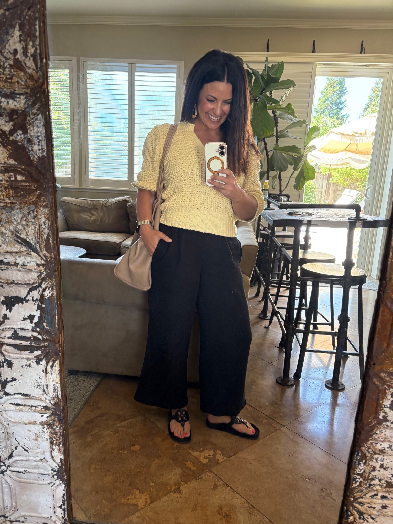 Feels like summer in my butter yellow short sleeve sweater, gauze linen pants and sandals!
Wearing a small in both. 

Teacher ootd
Summer style

#LTKWorkwear #LTKOver40 #LTKPetite