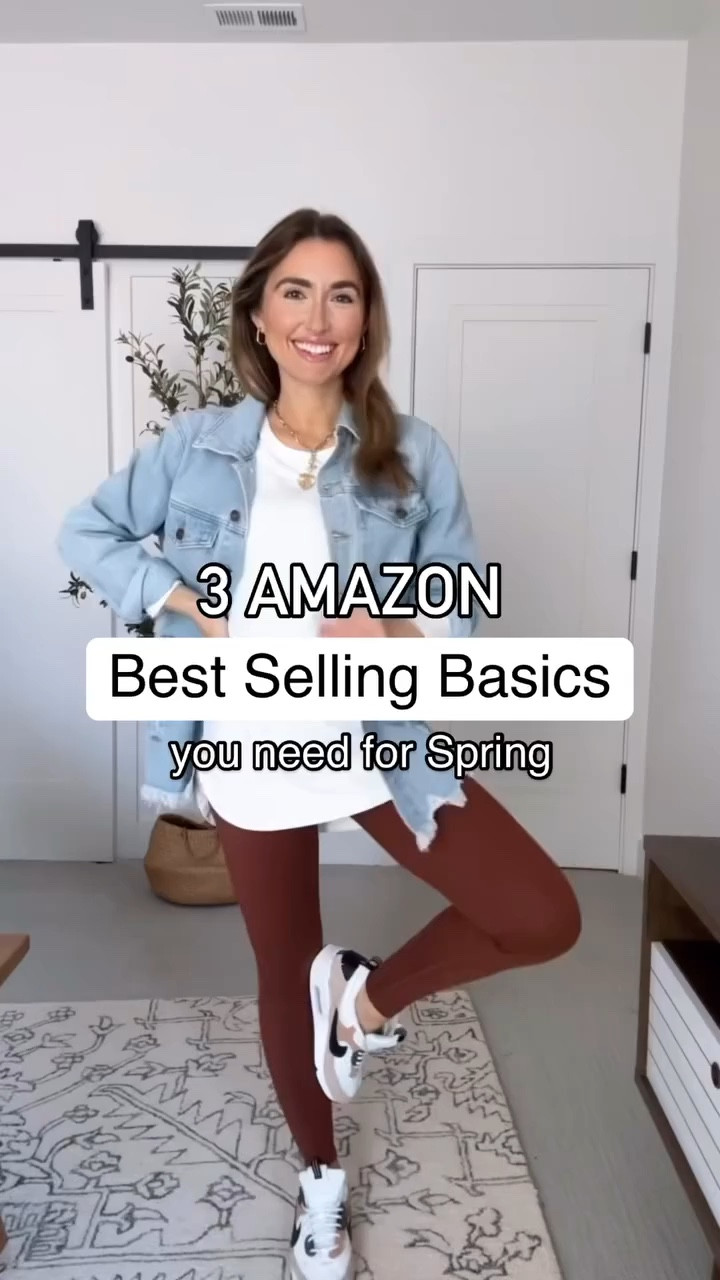 3 Best Selling Amazon Basics you need this Spring!👏🏼🙌🏼

#amazonfavorites #springfashion #casualoutfit #amazonfinds vacation outfit, spring outfit, denim jacket, leggings, white tee