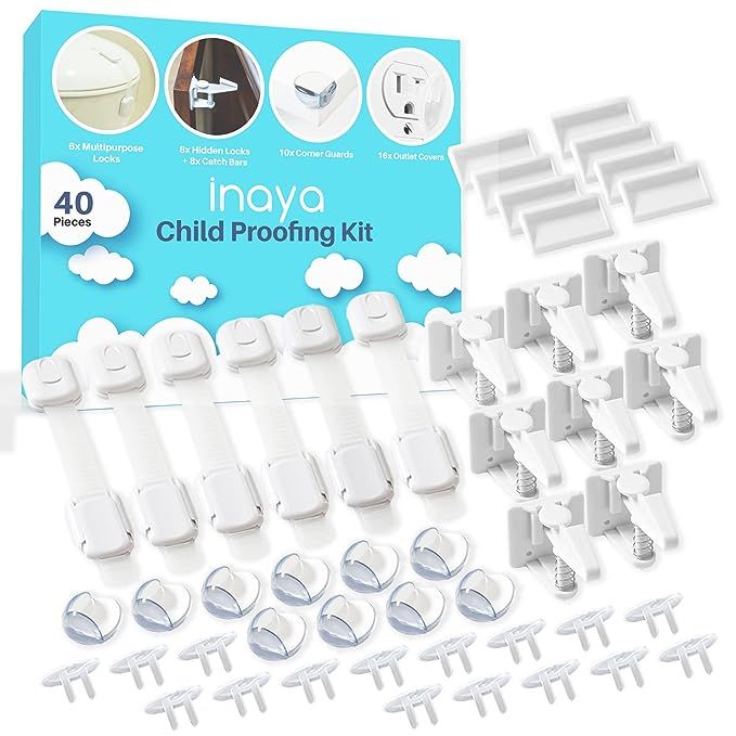 Inaya Complete Baby Proofing Kit - Child Safety Hidden Locks for Cabinets & Drawers, Adjustable S... | Amazon (US)