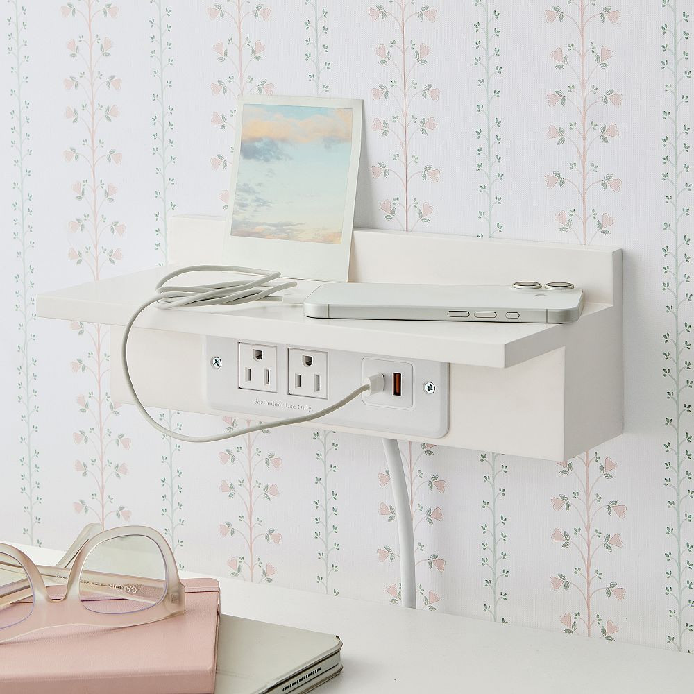 No Nails Mini Plug In Ledge with USB A/C (11.75") | Pottery Barn Teen