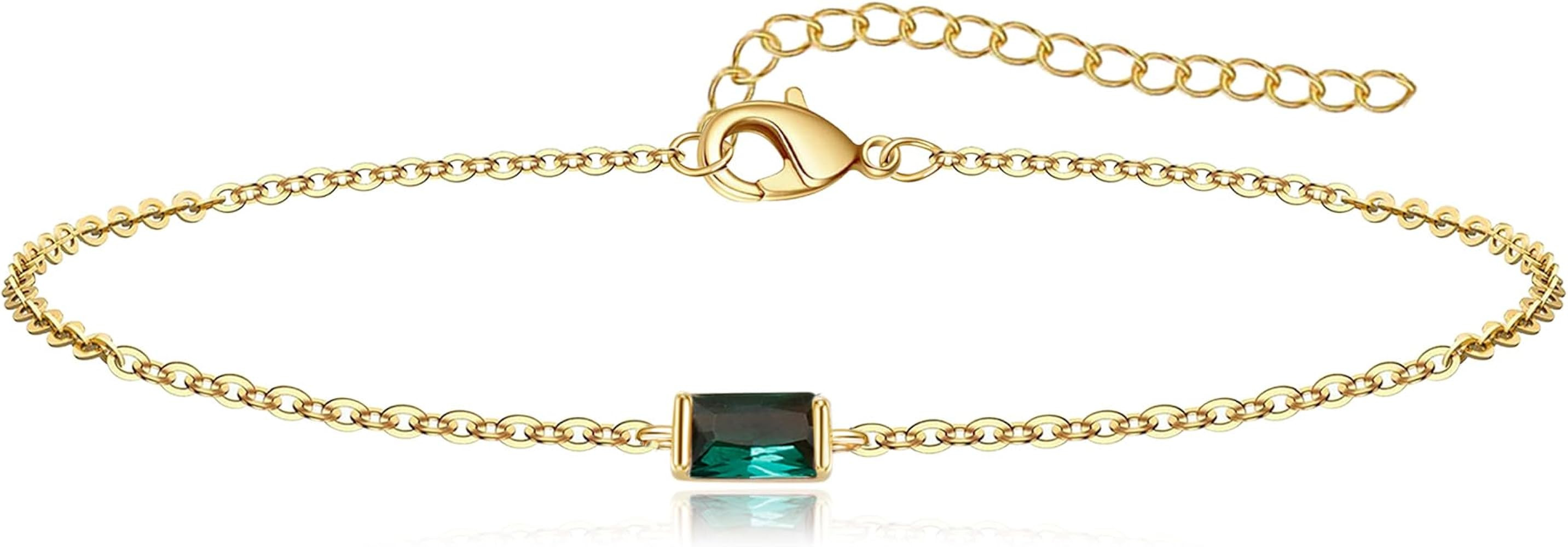 MJust Gold Birthstone Bracelets for Women Link Birthstone Bracelets Jewelry Birthday Gifts Valent... | Amazon (US)