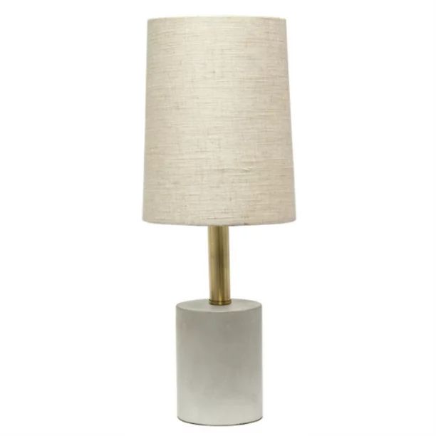 Lalia Home Antique Brass Concrete Table Lamp with Linen Shade, Khaki - Walmart.com | Walmart (US)
