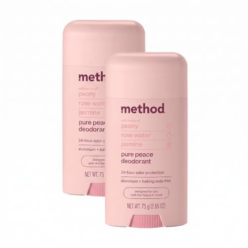 Method Deodorant,Pure Peace,Rose Water,Peonies + Pink Sea Salt notes,24 Hour Odor Protection,2.65 oz,(Pack of 2) | Amazon (US)