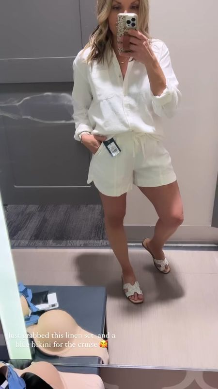 Grabbed this linen set and blue swimsuit from Target today! Perfect for the cruise and Hawaii. Lightweight, fits true to size but it meant to be loose. Super soft and comfortable and comes in different colors! I am loving all the new sandals too.. the sparkle ones I am wearing I love to add some fun to my outfits! #cruiseoutfit #hawaii

#LTKswim #LTKstyletip #LTKtravel
