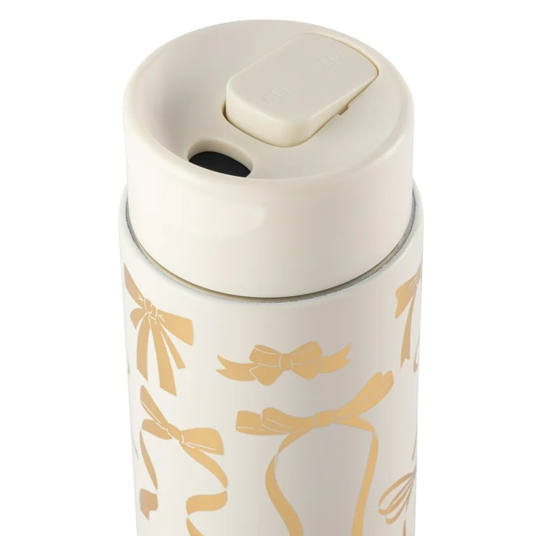 Thyme & Table Double Wall Insulated Stainless Steel Coffee Tumbler, 22oz Travel Mug, Cream & Gold... | Walmart (US)