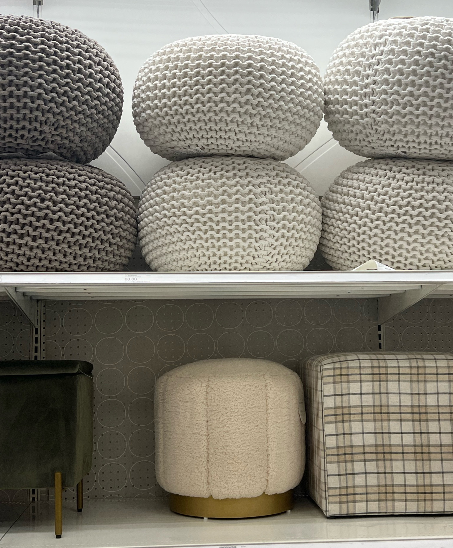 Turned around to all these gorgeous poufs, shopping the other day. Honestly, all of these would work in my house and the white and gold one has to be my favorite. It is perfect for my living room. You could add the bigger ones in a nursery or playroom!! #pouf #livingroomdecor #nurserydecor #neutral #cozy #interiordesign 

#LTKhome #LTKstyletip #LTKFind