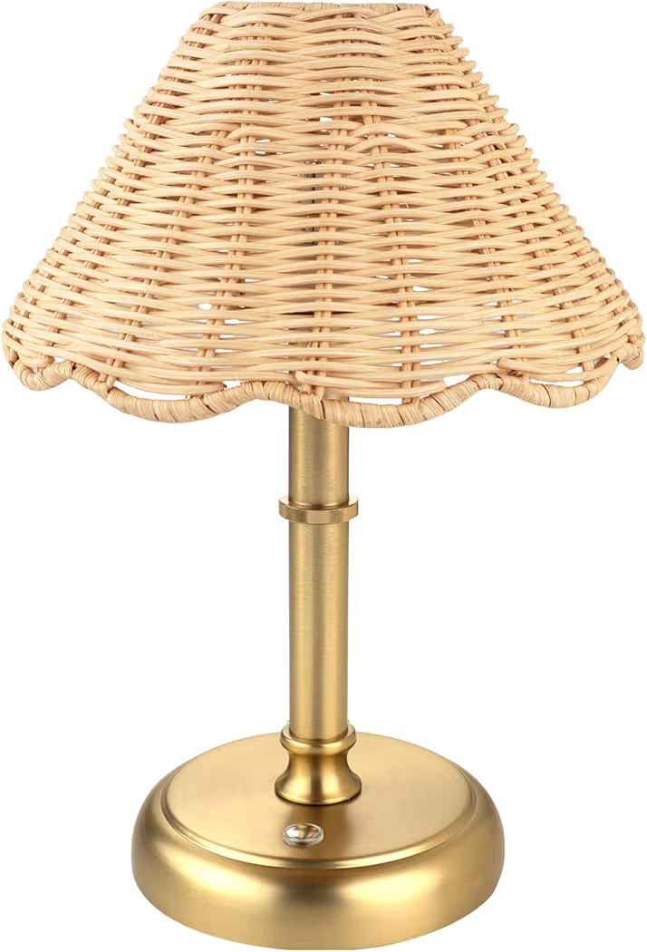 Mini Cordless Boho Rattan Table lamp, 5200-mAh Rechargeable Battery, 3-Level Brightness Dimmable, Build-in Integrated LED 320 Lumen Max, Rattan Shade, for Bedside Restaurant Dining Table | Amazon (US)