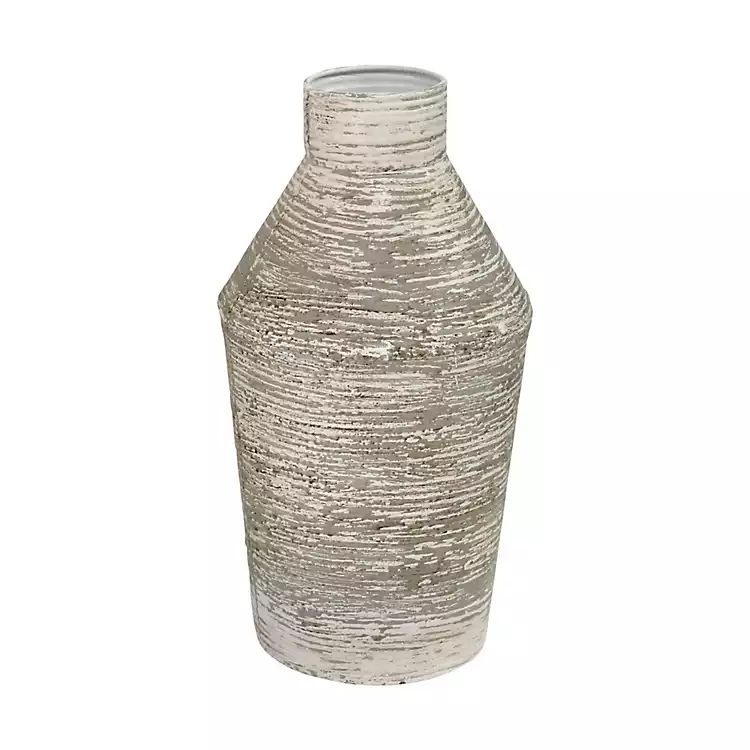 Medium Neutral Rustic Metal Vase | Kirkland's Home