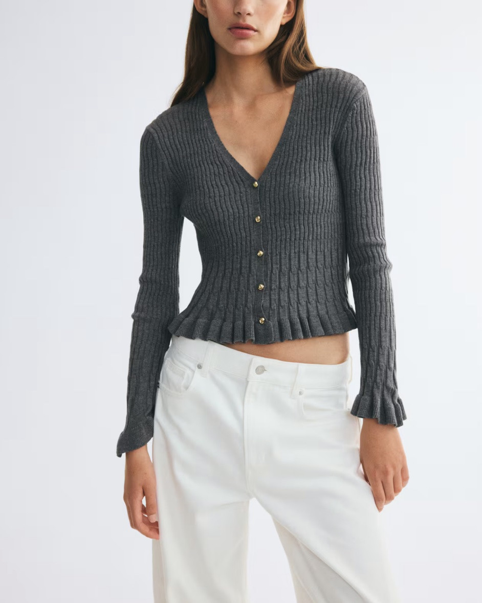 Ruffle hem v neck cardigan

#LTKSeasonal