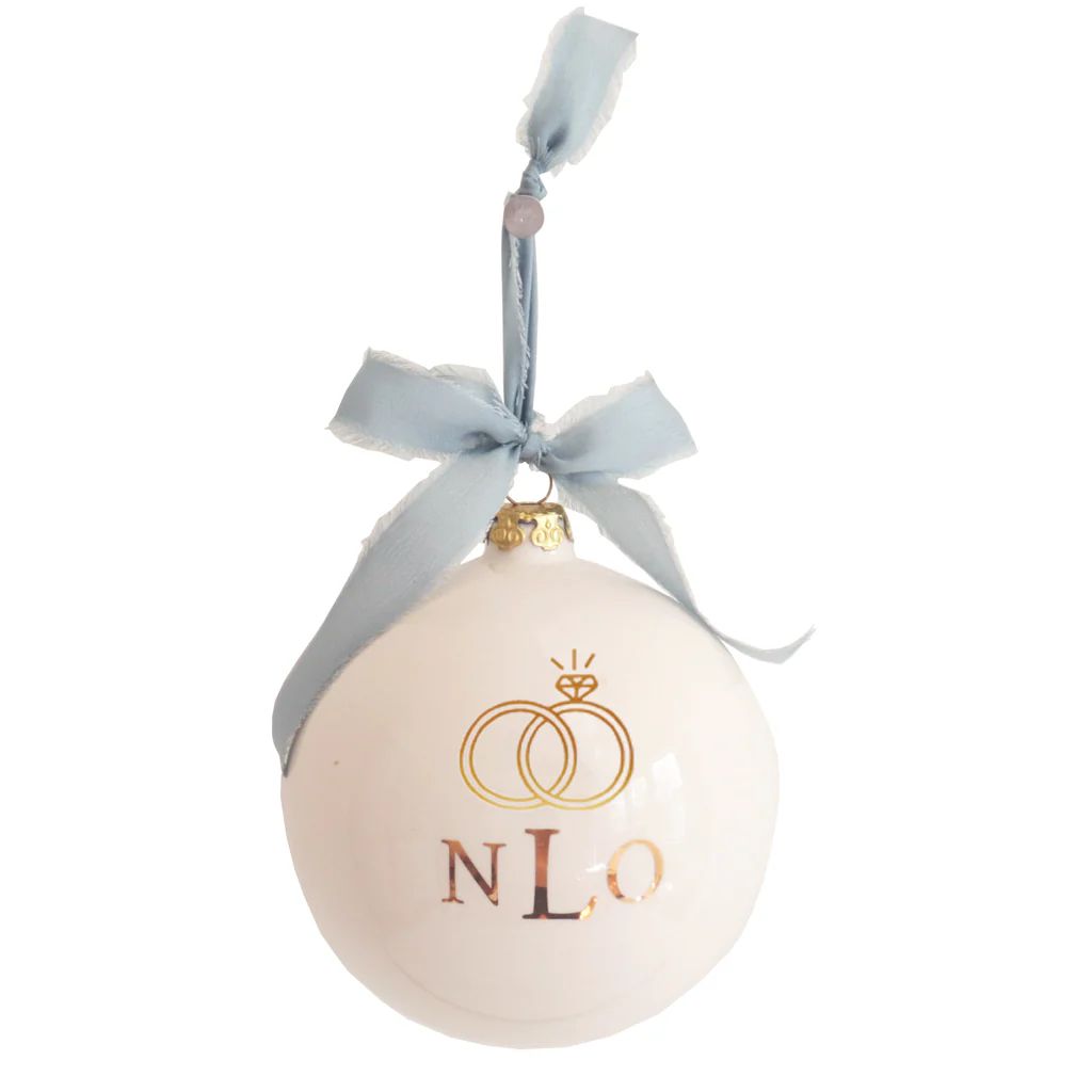 Monogrammed Keepsake Ornament- Wedding with Diamond Ring | Lo Home by Lauren Haskell Designs