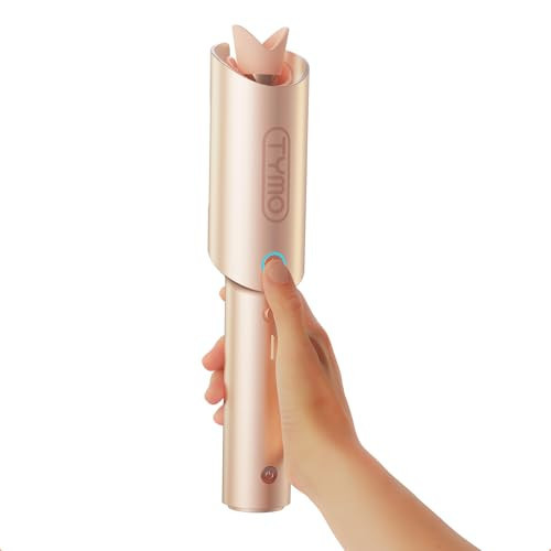 Cordless Automatic Curling Iron 1 inch - TYMO CURLGO Rotating Curling Wand Anti-Scald & Tangle-Free for Easy Curls, Travel Hair Curler Portable, Rechargeable & Dual Voltage for 14-22" Hair, Gold Blush | Amazon (US)