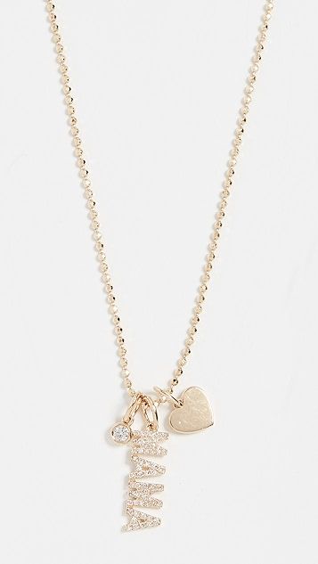14k Diamond Mama Charm Necklace | Shopbop