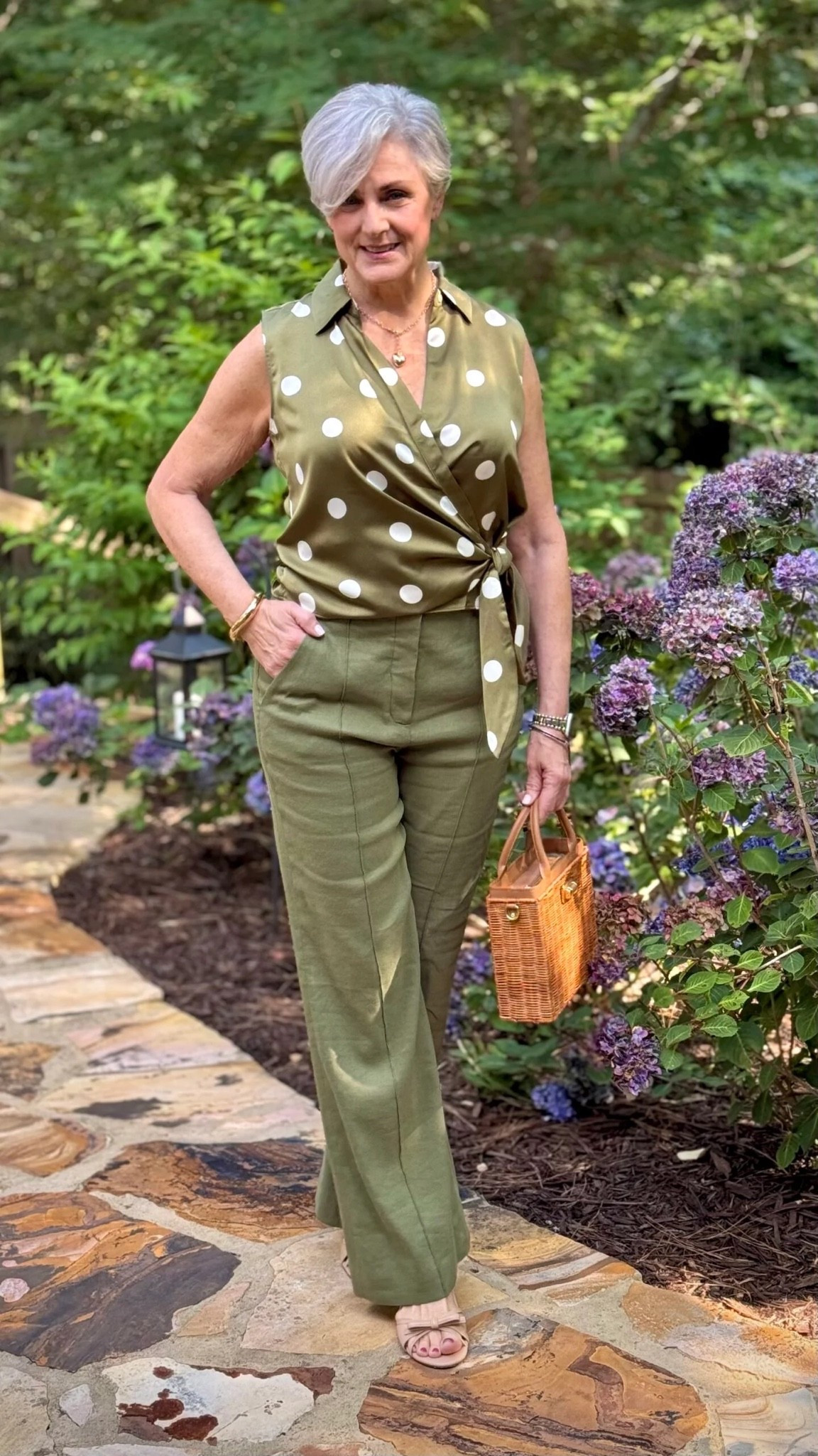 Polka Dot Blouse & Pant 💚

#LTKootd #LTKSeasonal #LTKOver40