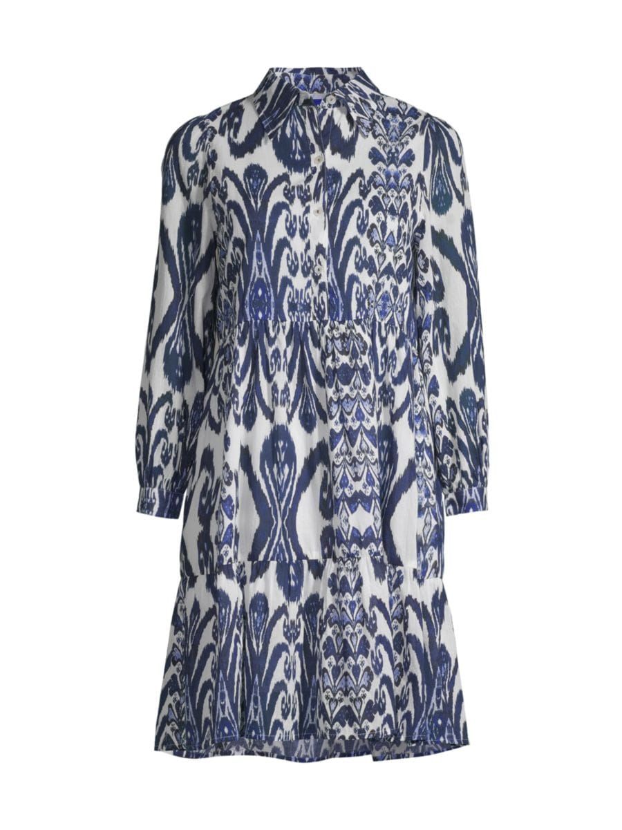 Shop Ro's Garden Romy Cotton Ikat-Inspired Shirtdress | Saks Fifth Avenue | Saks Fifth Avenue