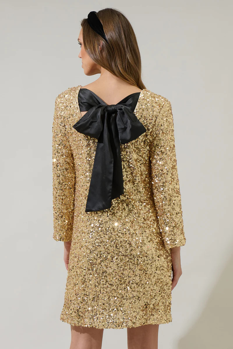 Jazlynn Sequin Nia Back Bow Mini Dress | Sugarlips