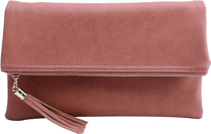 Solene Large Foldover Wristlet Clutch Crossbody Bag with Chain Strap | Amazon (US)