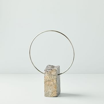 River Rock & Metal Sculpture, Brass, Small, Set of 2 | West Elm (US)