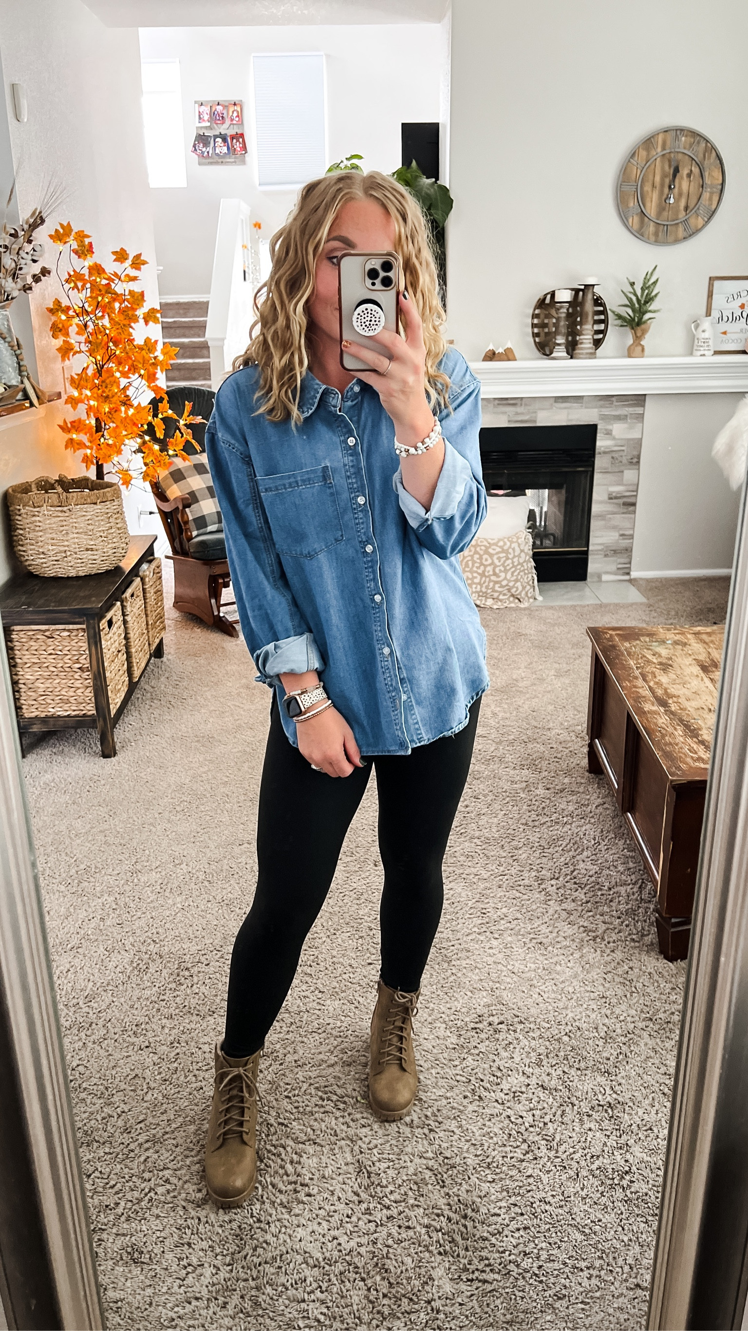 How to style a button up denim shirt for fall 🍂 Wearing my true size! 

womens fashion
Casual outfit,
Fall outfits,
Fall 2023
Chambray shirt outfit
Beige Chelsea boots outfit
Fall Fashion, 
Fall outfit inspo
 Fall outfit, fall work outfits, fall outfits women, casual ootd, mom outfit, everyday outfits, weekend outfits, amazon fashion, amazon Fall  favorites,mom ootd, casual fashion, Fall outfit ideas, casual Fall  day outfit, fall fashion trends, trendy mom outfits Fall, amazon Fall favorites, amazon finds, comfy Fall outfits, size 6 petite outfits, easy mom outfits,  brunch outfit, cute casual style, style over 30, casual mom style, affordable fashion, preppy outfits Fall , early fall transition outfits,  amazon tops, casual wearing, casual top, leggings outfit,

#LTKstyletip #LTKshoecrush #LTKfindsunder50