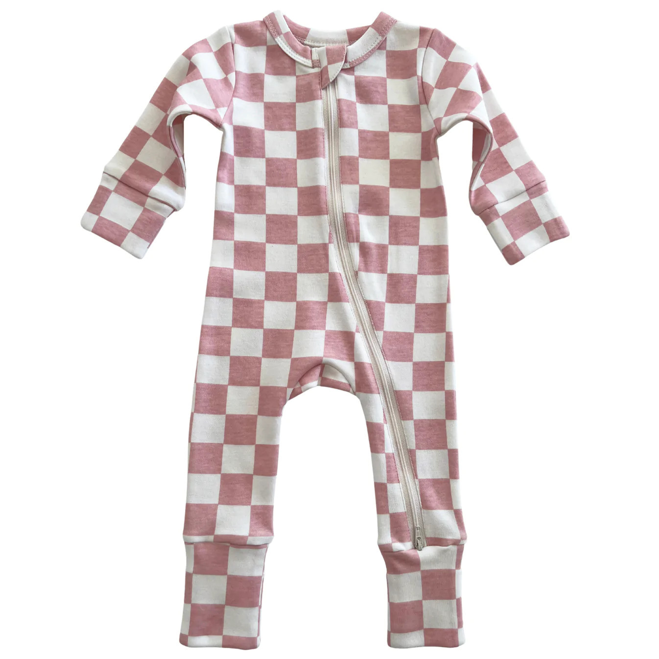 Strawberry Shortcake Checkerboard / Organic 2-Way Zip Romper | SpearmintLOVE